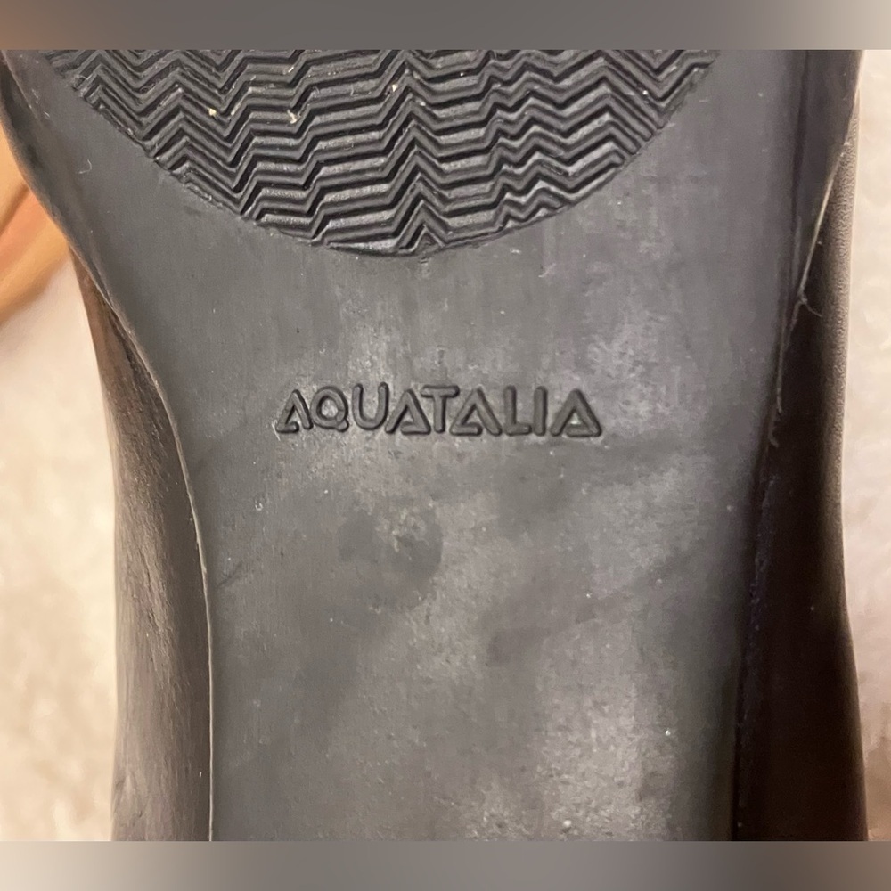 EUC Aquatalia Black Leather Zipper Ankle Block Heel Ruched Boots Size 7.5-8 - Picture 8 of 13